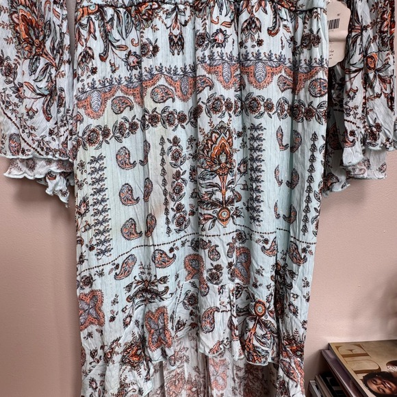 NWT Altar'd State Mint Paisley High Low Maxi Dress XS Gold Boho Fairy Cottage - Picture 9 of 9